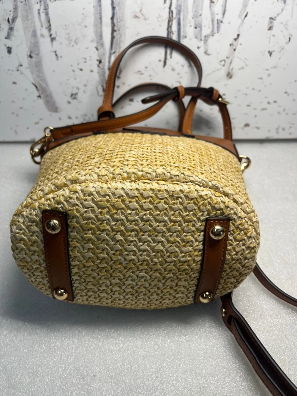 Straw Crossbody Bag Summer Beach Shoulder Top Handle Hobo Tote Woven Bucket Bag - Picture 5 of 12